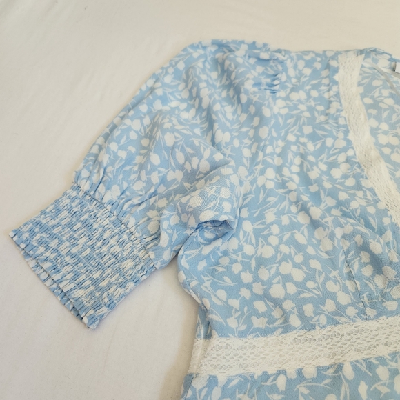 RIXO for Target ditsy floral midi dress blue white lace romantic feminine 12 - Picture 7 of 10